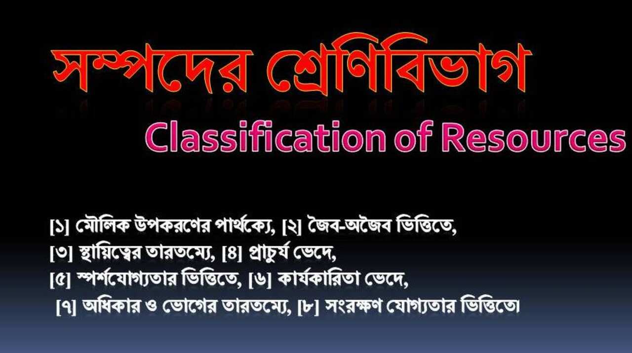 Resource Classification And Characteristics